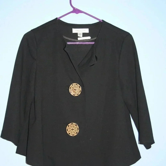 Coldwater Creek Black Blazer with Decorative Wood Buttons Petite Small - Picture 13 of 15